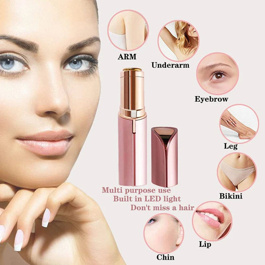 Electric Facial Hair Remover - Lipstick Shaver with Built-in LED Light - for Women