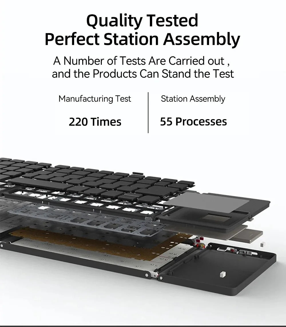 Foldable Bluetooth Keyboard with Touchpad - Mini Wireless Keyboard for Tablet iPad Phone Windows Android iOS