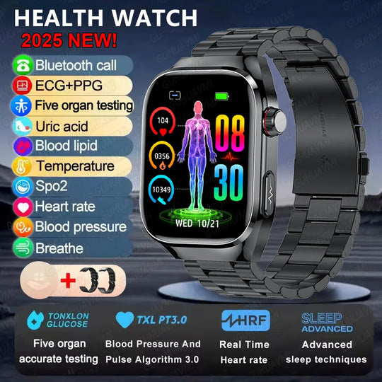ECG+PPG Health Smartwatch - Heart Rate, Blood Pressure & BT Call Monitor