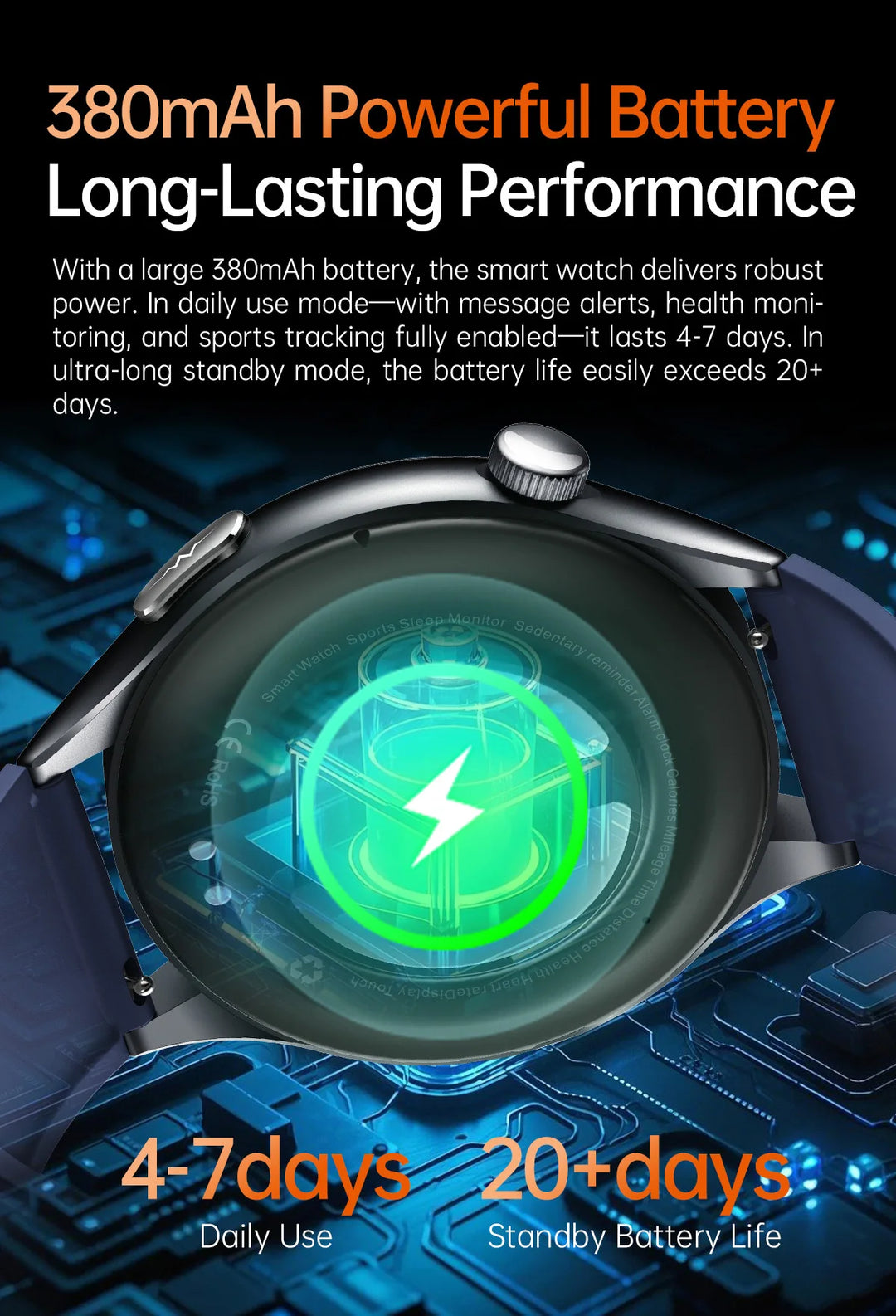 Smart Watch with ECG Health Monitoring - Uric Acid Blood Pressure Blood Oxygen for iOS & Android