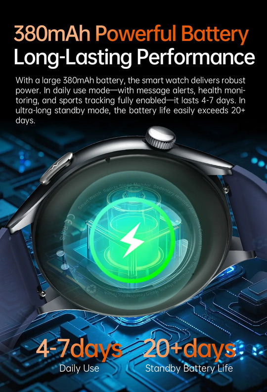 Smart Watch with ECG Health Monitoring - Uric Acid Blood Pressure Blood Oxygen for iOS & Android