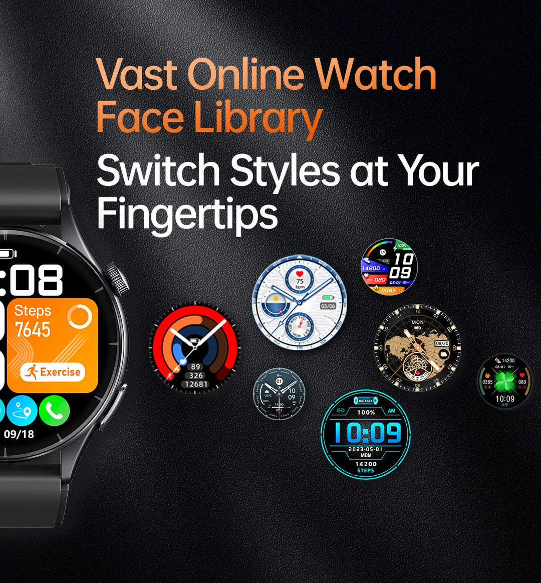 Smart Watch with ECG Health Monitoring - Uric Acid Blood Pressure Blood Oxygen for iOS & Android