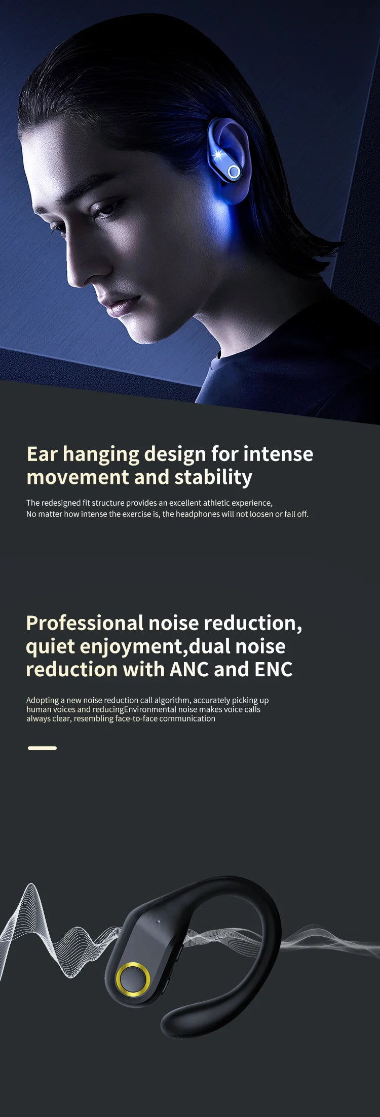 ANC Wireless Earbuds - Bluetooth 5.3 TWS with Dual Mics & ENC Noise Cancellation