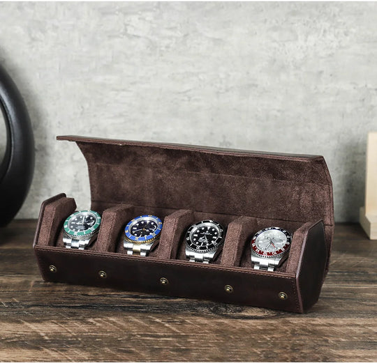 Leather Watch Roll Box - 1/2/3/4/6/8 Slots Travel Case & Display Holder - for Men & Women