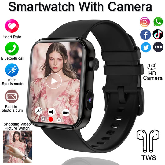 Smart Watch with Camera - Photo Video Heart Rate Bluetooth Call Waterproof