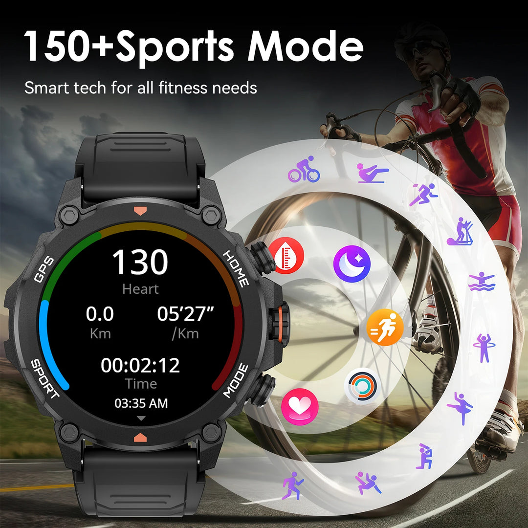 GPS Smartwatch - 1.43" AMOLED AI Sport Fitness Tracker with Bluetooth Call & Compass