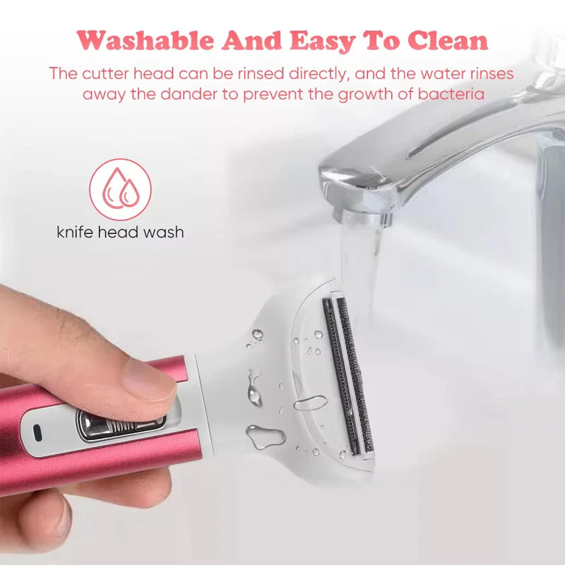 Women's Electric Epilator - 5-in-1 Lady Shaver, Nose Trimmer, Eyebrow Shaper, Leg, Armpit & Bikini Hair Removal