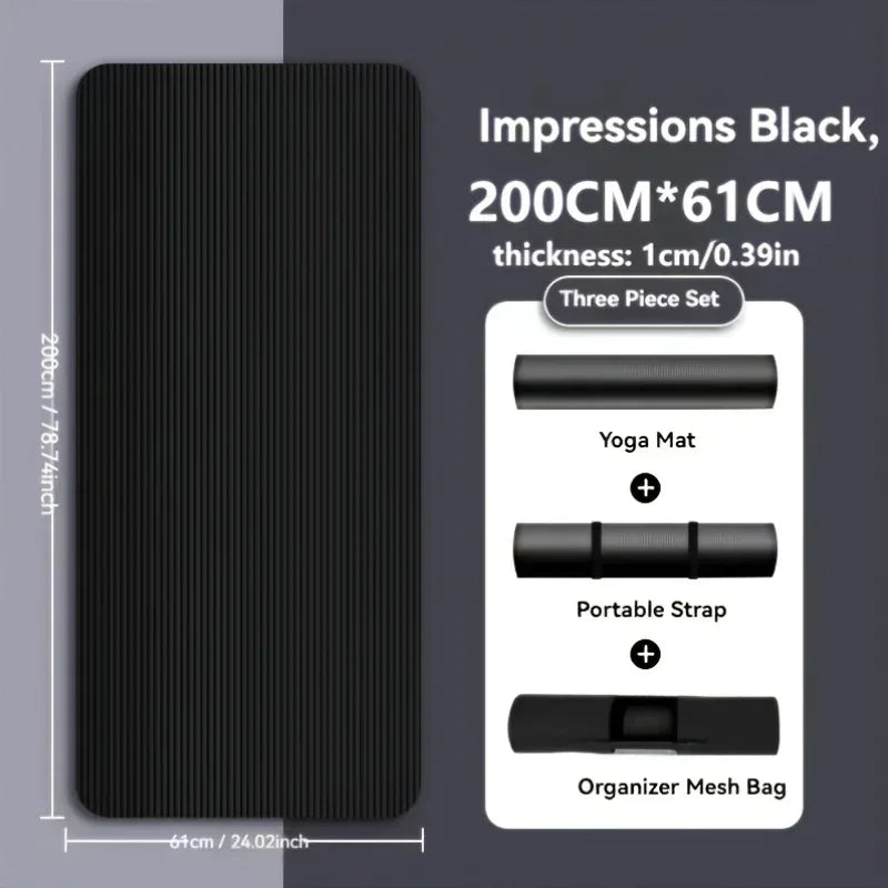 Thick Non-Slip Yoga Mat - Durable NBR Rubber for Home Fitness & Workouts