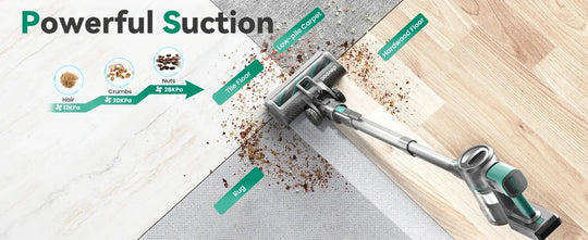 Cordless Vacuum Cleaner - 28KPa 3-Mode Handheld Stick for Home & Carpet