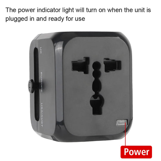 Universal Travel Adapter - 6A with 2 USB + Type-C for US EU UK AU Plugs