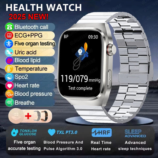 ECG+PPG Health Smartwatch - Heart Rate, Blood Pressure & BT Call Monitor