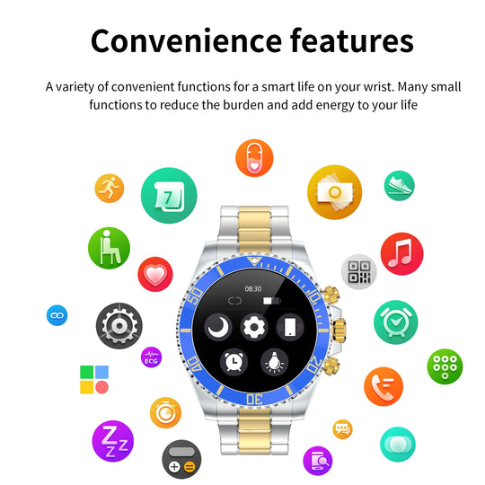 Luxury Smart Watch for Men - Fitness Tracker Bluetooth Call DIY Faces
