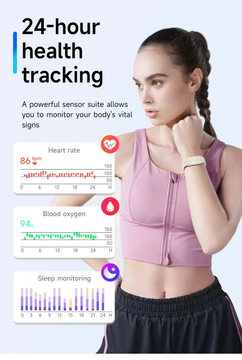 Smart Bracelet - Heart Rate & Blood Oxygen Monitor Fitness Tracker for Men & Women