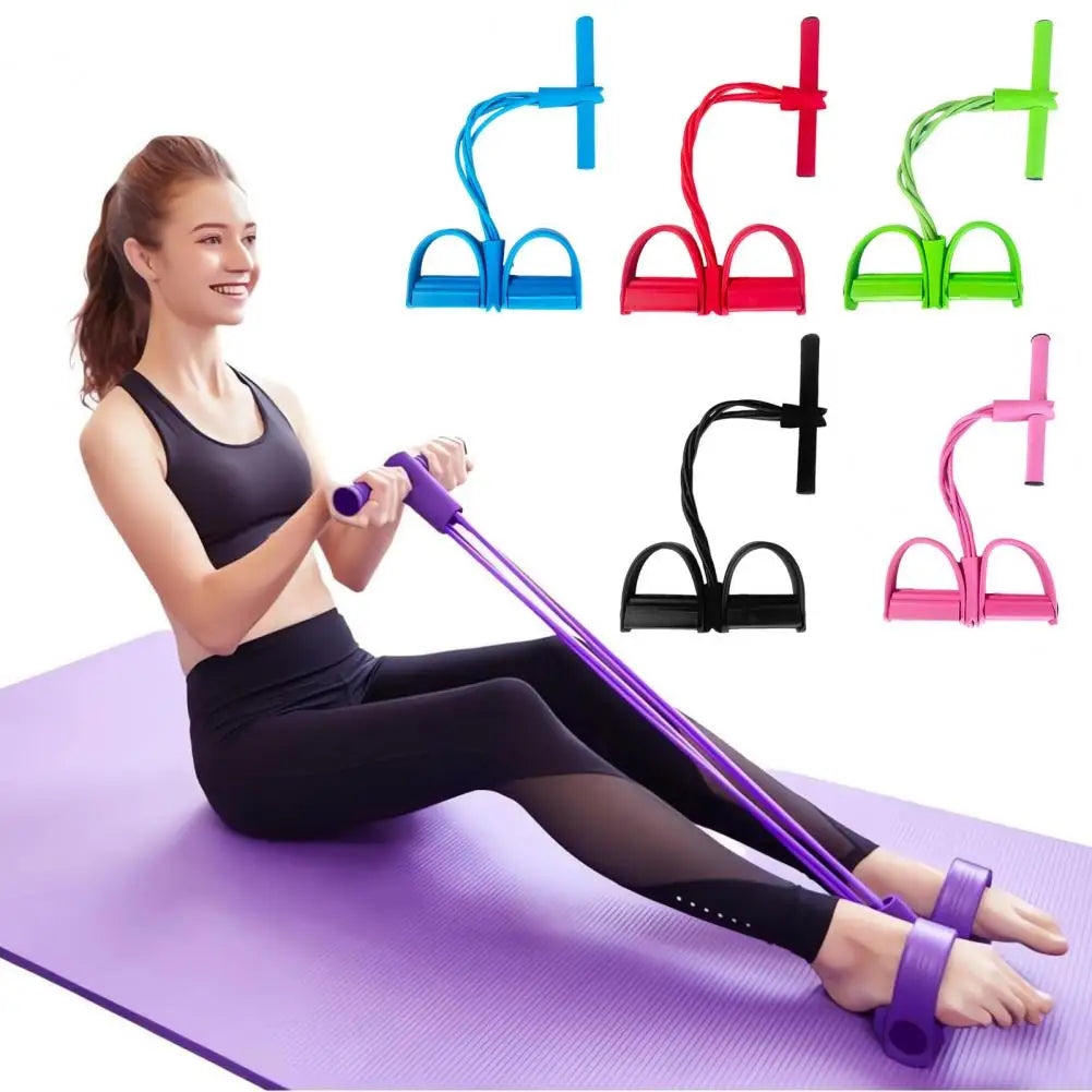 Pedal Resistance Band with Handle - 4/6 Tube Elastic Pull Rope for Yoga & Strength