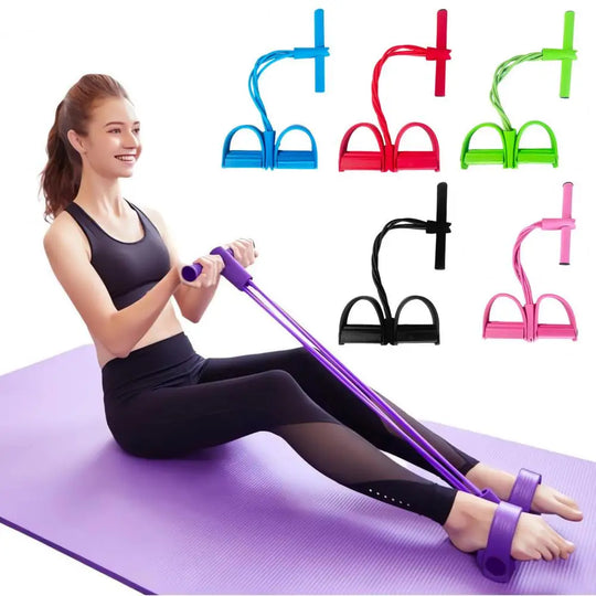 Pedal Resistance Band with Handle - 4/6 Tube Elastic Pull Rope for Yoga & Strength