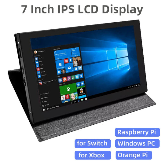 7 Inch IPS Touch Screen HDMI-compatible 1024*600 LCD for Raspberry Pi Windows PC Display with Holder Case Portable Monitor