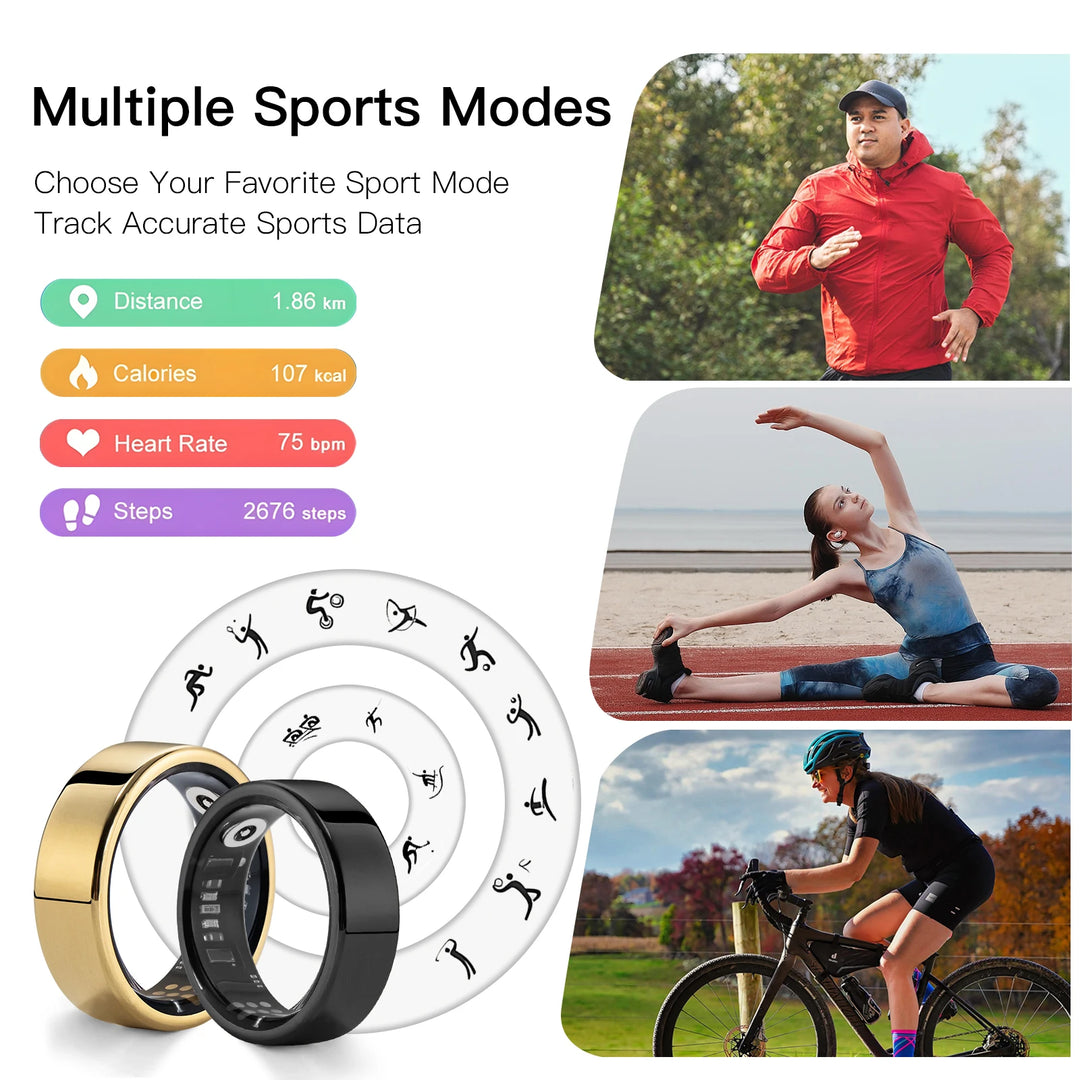 Smart Ring Fitness Tracker - Heart Rate Sleep Monitor with Charging Case