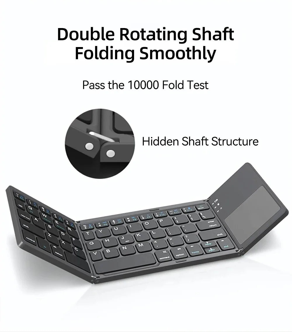 Foldable Bluetooth Keyboard with Touchpad - Mini Wireless Keyboard for Tablet iPad Phone Windows Android iOS