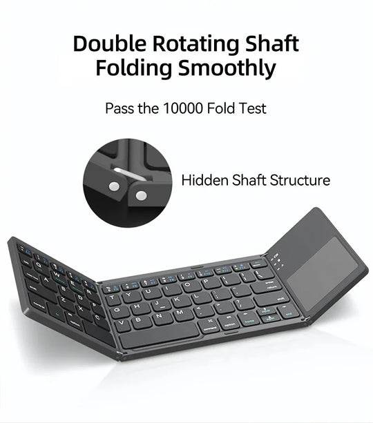 Foldable Bluetooth Keyboard with Touchpad - Mini Wireless Keyboard for Tablet iPad Phone Windows Android iOS