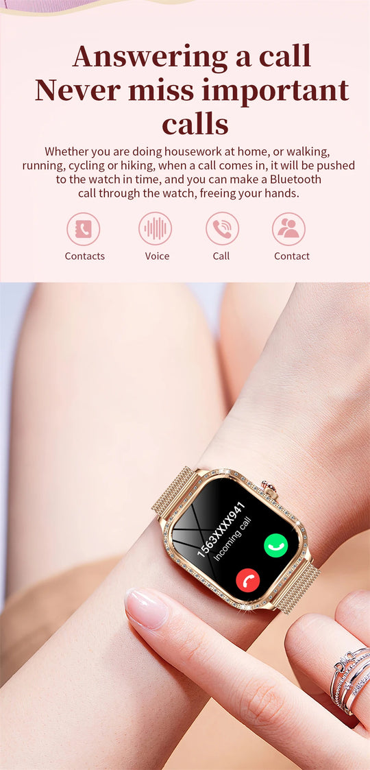 Luxury Smart Watch for Women - 1.75" HD Bluetooth Call Heart Rate Fitness Tracker