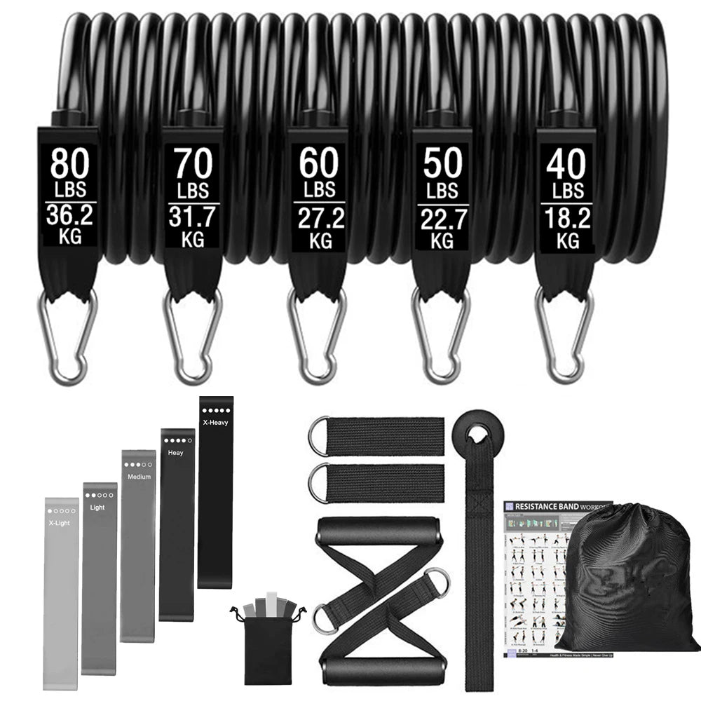 300lb Fitness Booty Resistance Elastic Band Workout for Training Home Exercise Sport Gym Dumbbell Harness Set Expander Equipment