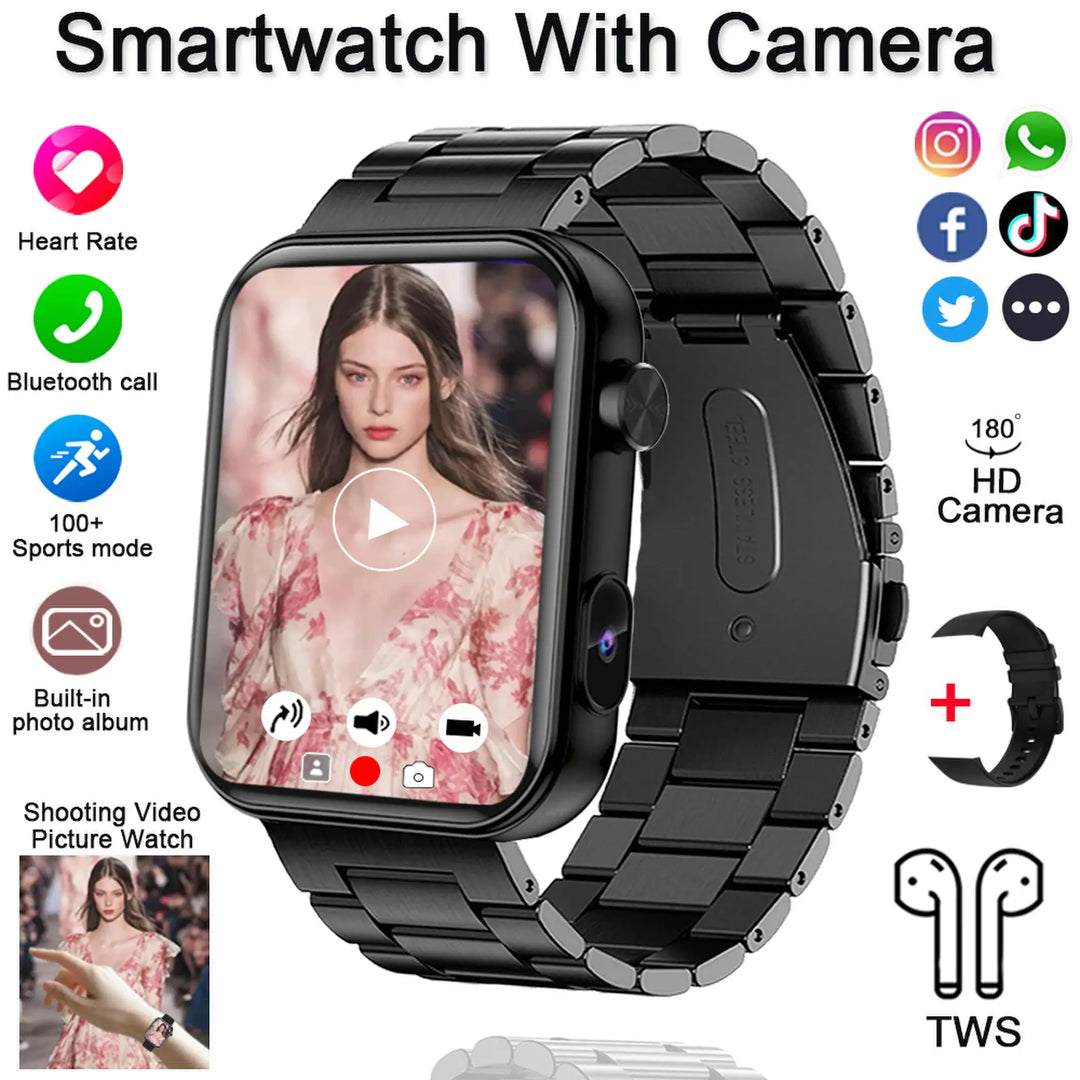 Smart Watch with Camera - Photo Video Heart Rate Bluetooth Call Waterproof