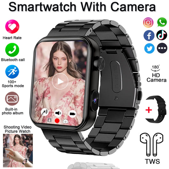 Smart Watch with Camera - Photo Video Heart Rate Bluetooth Call Waterproof
