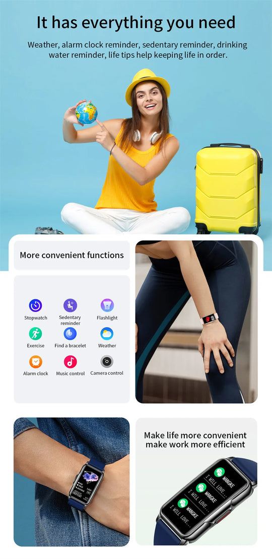 Smart Bracelet for Women - Waterproof Fitness Tracker Heart Rate Monitor