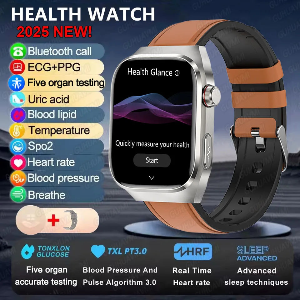 ECG+PPG Health Smartwatch - Heart Rate, Blood Pressure & BT Call Monitor