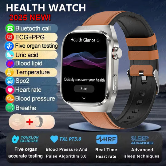 ECG+PPG Health Smartwatch - Heart Rate, Blood Pressure & BT Call Monitor