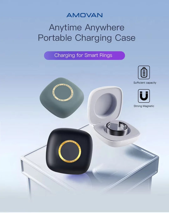 Smart Ring Fitness Tracker - Heart Rate Sleep Monitor with Charging Case