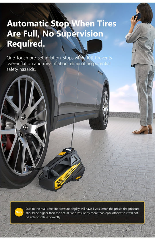 Digital Tire Inflator - Portable 12V Air Compressor with LED Light