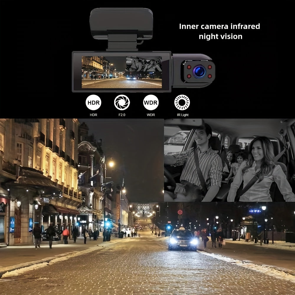 Dash Cam - Dual Camera 1080P with Night Vision, G-Sensor & Loop Recording