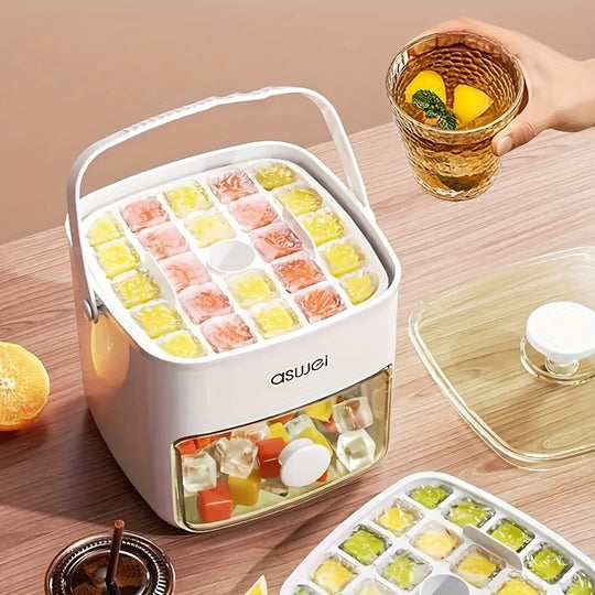 48-Cube Ice Maker - Double Layer Press Lid Ice Tray for Home