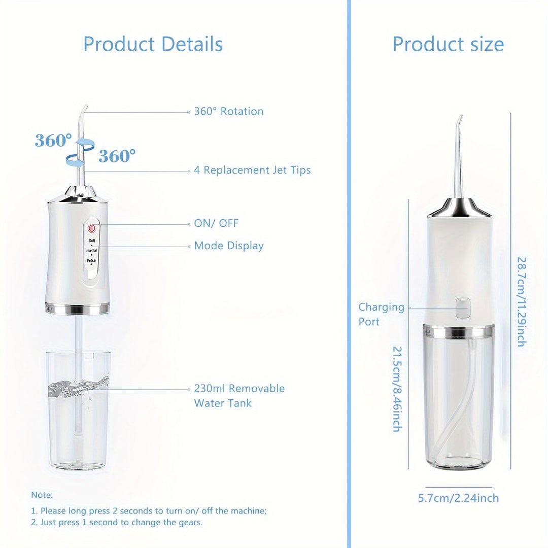 Cordless Dental Oral Irrigator - 4-in-1 Water Flosser