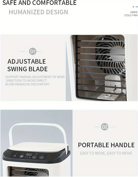Portable Mini Air Conditioner - USB Water Cooling Fan with Humidifier for Home & Camping