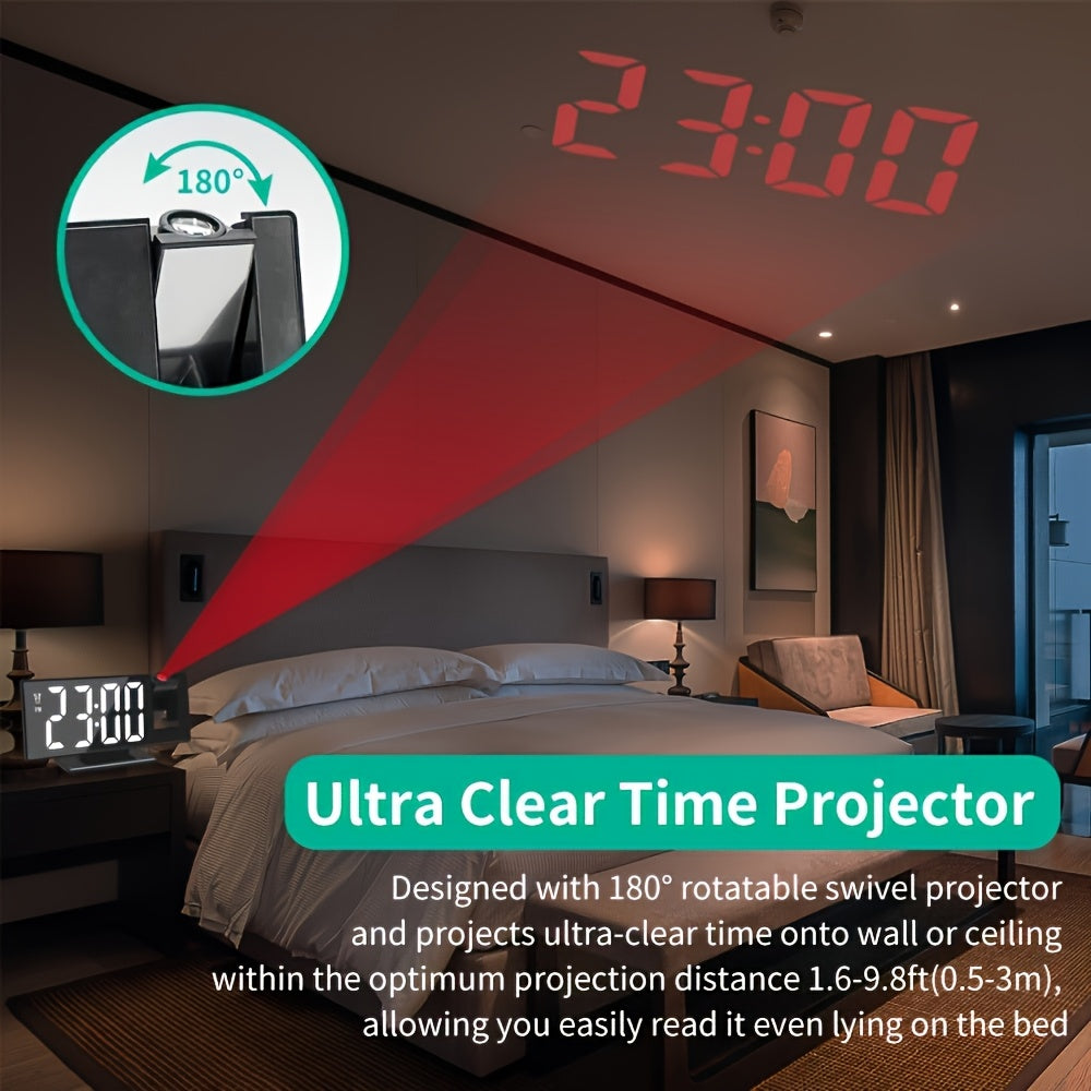 Digital Projection Alarm Clock with USB Power